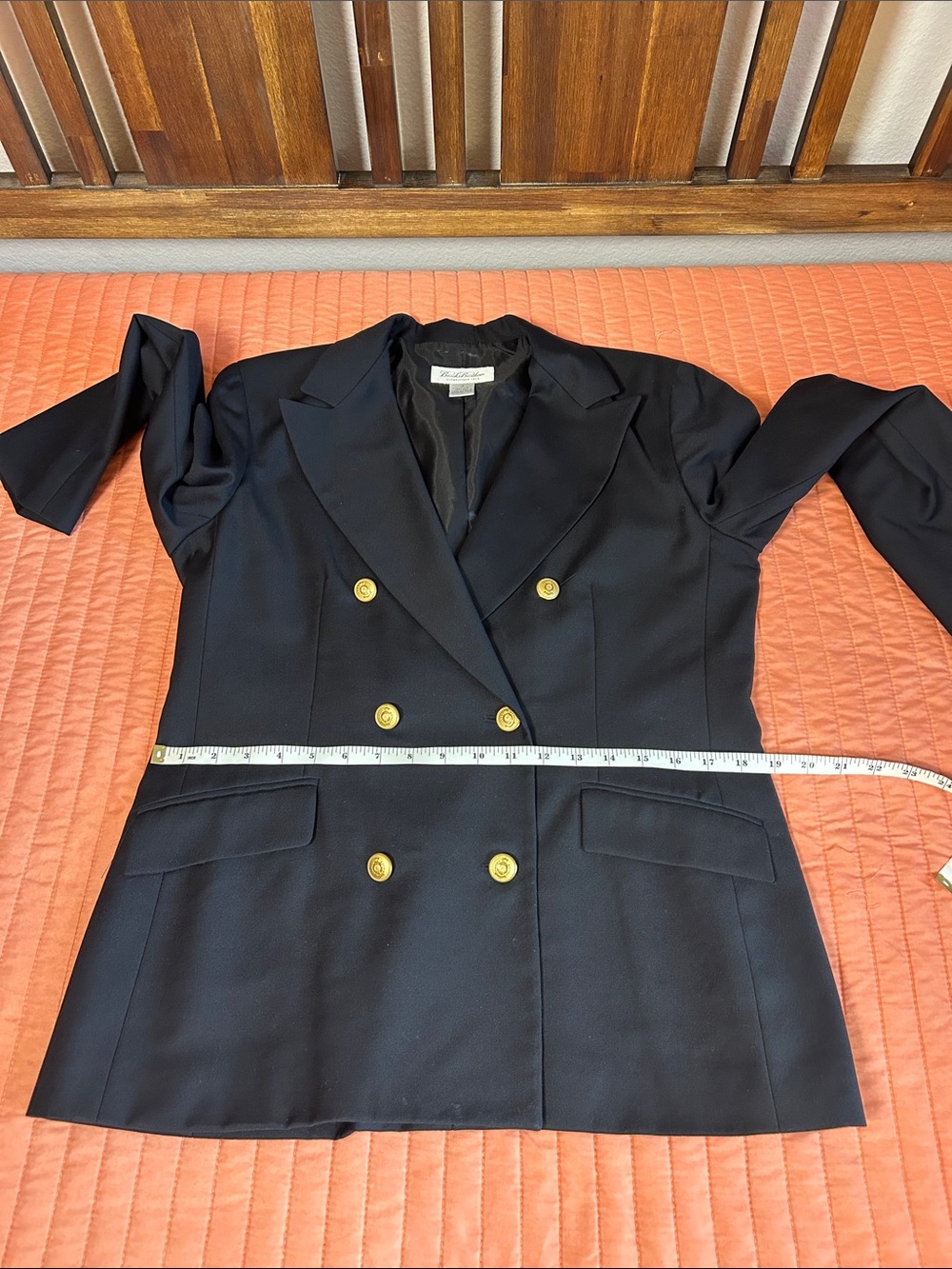 Vintage Brooks Brothers Preppy Wool double breasted blazer Navy women’s 12 - Picture 12 of 16
